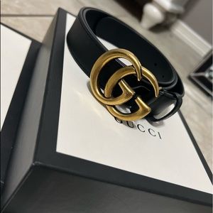 GG Marmont Black Leather Belt